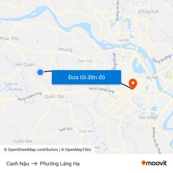 Canh Nậu to Phường Láng Hạ map