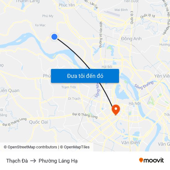 Thạch Đà to Phường Láng Hạ map