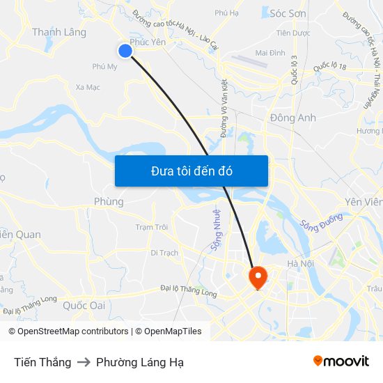 Tiến Thắng to Phường Láng Hạ map