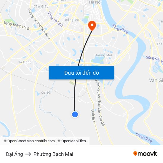 Đại Áng to Phường Bạch Mai map