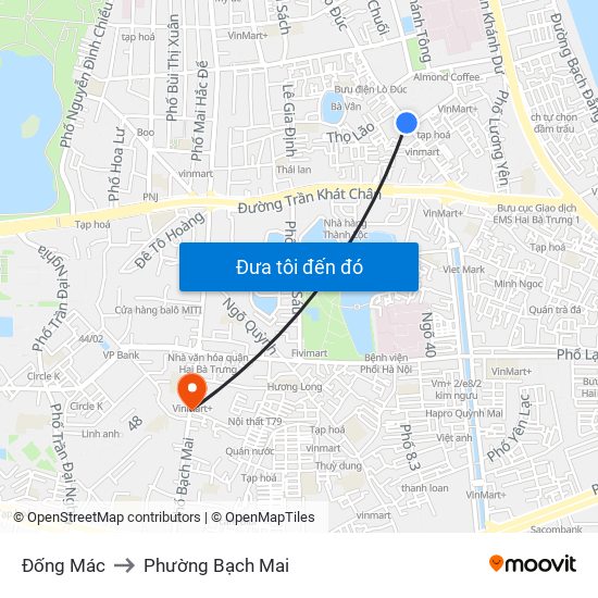 Đống Mác to Phường Bạch Mai map