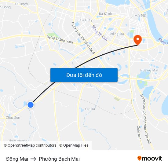 Đồng Mai to Phường Bạch Mai map