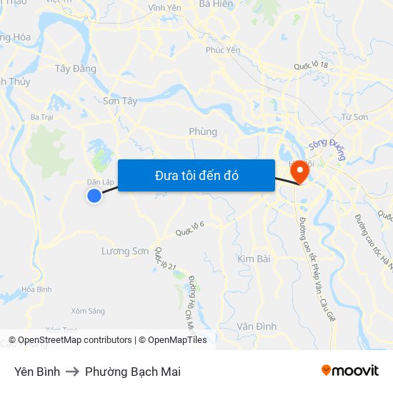 Yên Bình to Phường Bạch Mai map