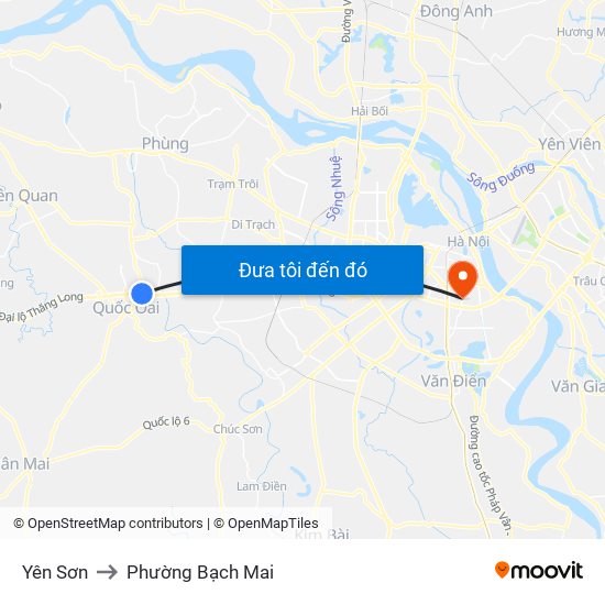 Yên Sơn to Phường Bạch Mai map