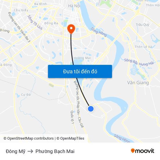 Đông Mỹ to Phường Bạch Mai map