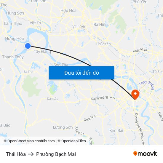 Thái Hòa to Phường Bạch Mai map