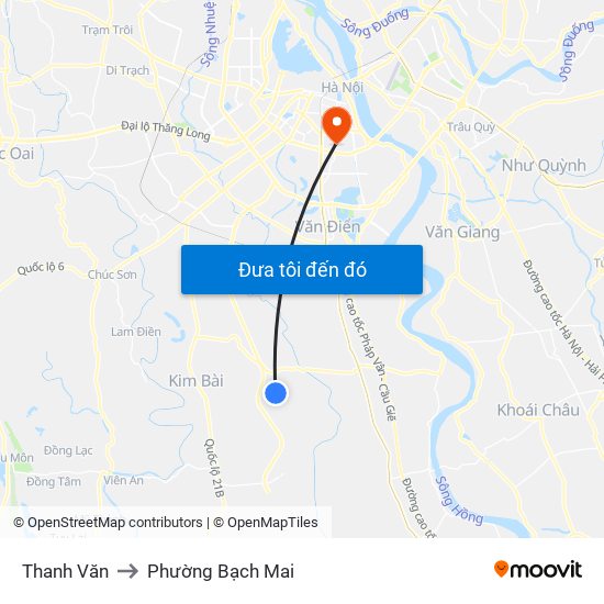 Thanh Văn to Phường Bạch Mai map