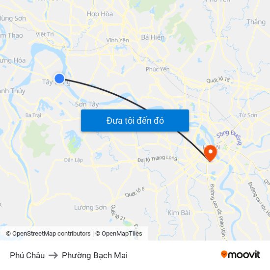 Phú Châu to Phường Bạch Mai map