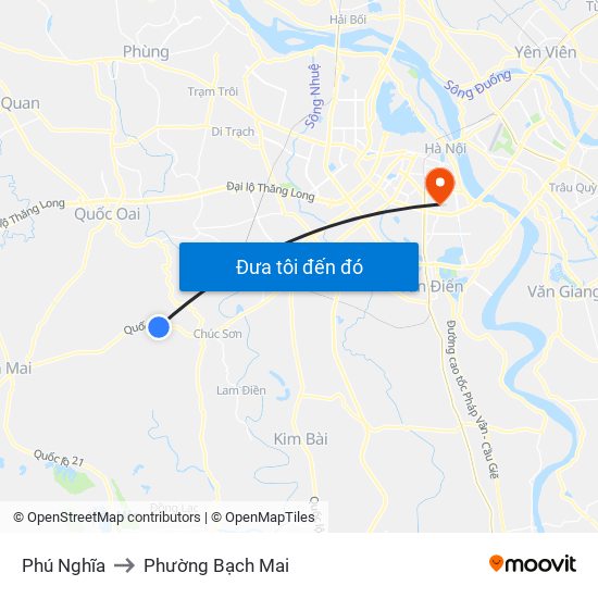 Phú Nghĩa to Phường Bạch Mai map