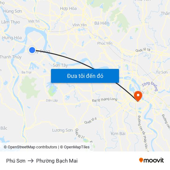 Phú Sơn to Phường Bạch Mai map