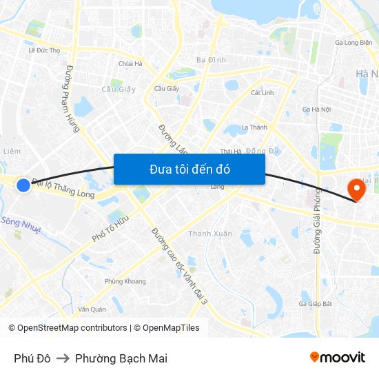 Phú Đô to Phường Bạch Mai map