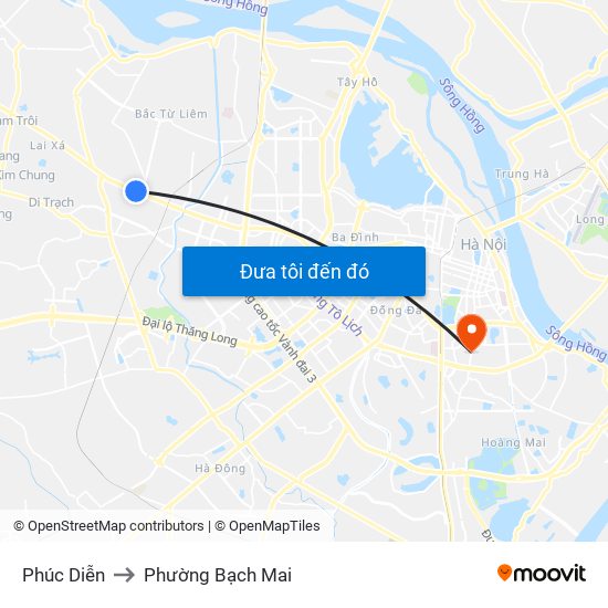 Phúc Diễn to Phường Bạch Mai map