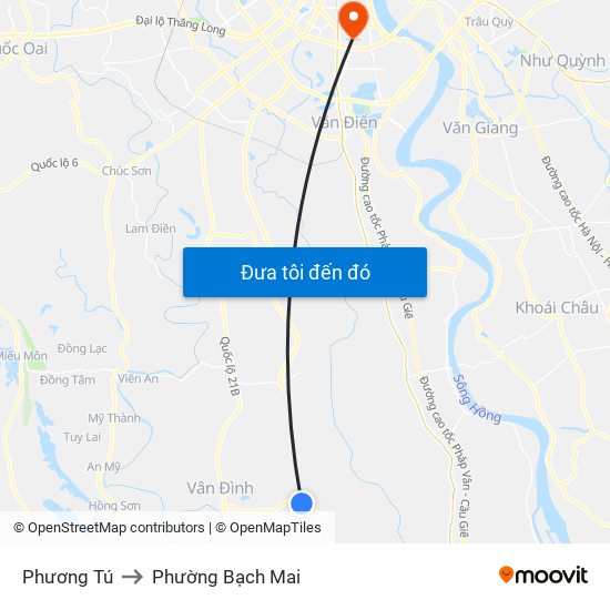 Phương Tú to Phường Bạch Mai map