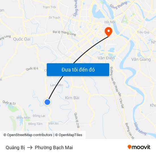 Quảng Bị to Phường Bạch Mai map