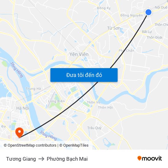 Tương Giang to Phường Bạch Mai map