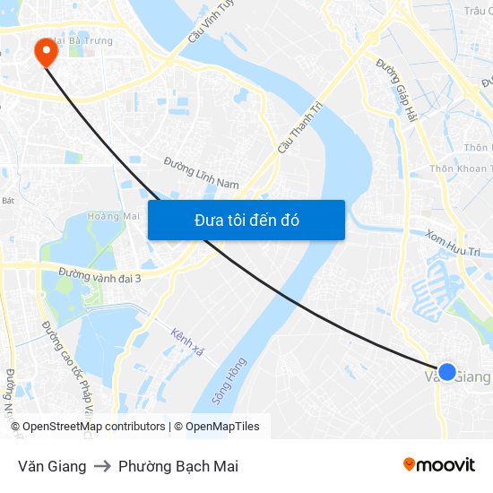 Văn Giang to Phường Bạch Mai map