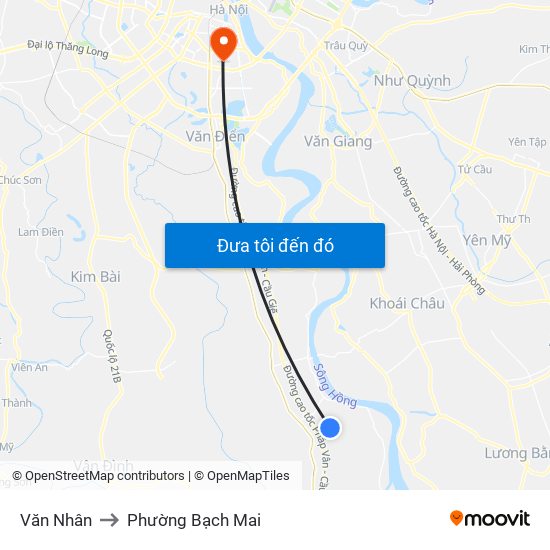 Văn Nhân to Phường Bạch Mai map