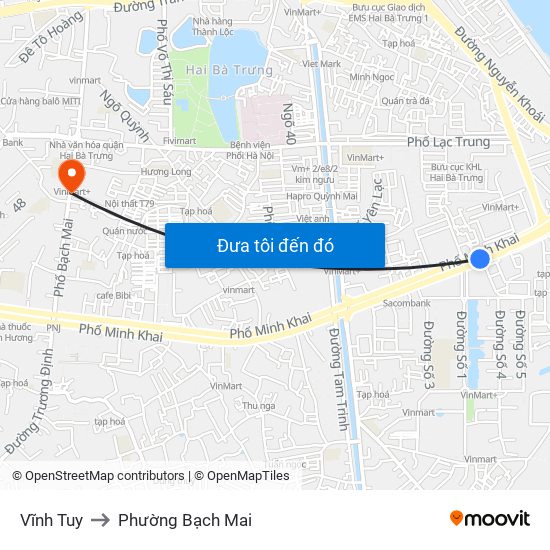 Vĩnh Tuy to Phường Bạch Mai map