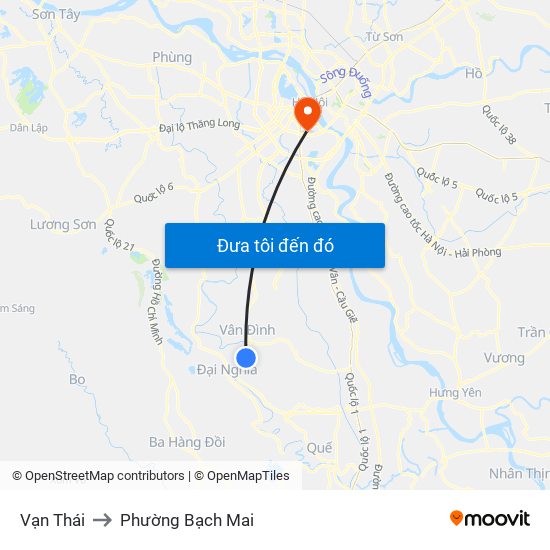 Vạn Thái to Phường Bạch Mai map