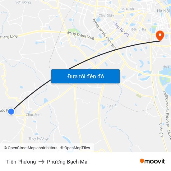 Tiên Phương to Phường Bạch Mai map