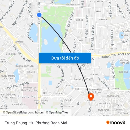 Trung Phụng to Phường Bạch Mai map