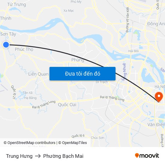 Trung Hưng to Phường Bạch Mai map