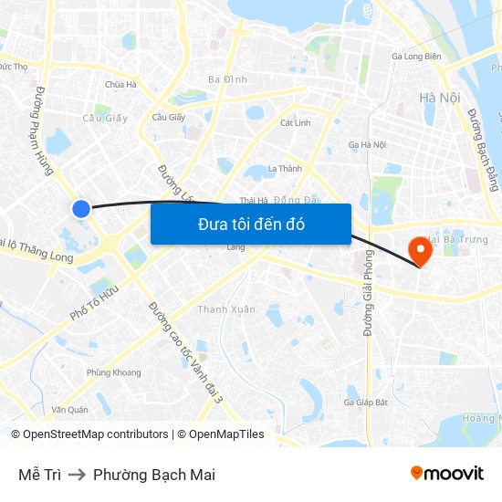 Mễ Trì to Phường Bạch Mai map