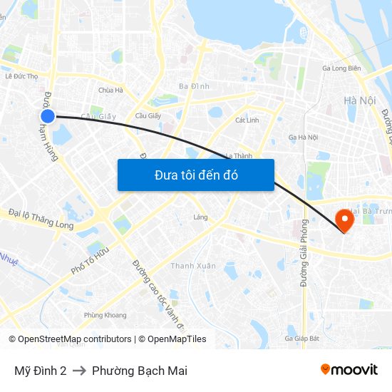 Mỹ Đình 2 to Phường Bạch Mai map