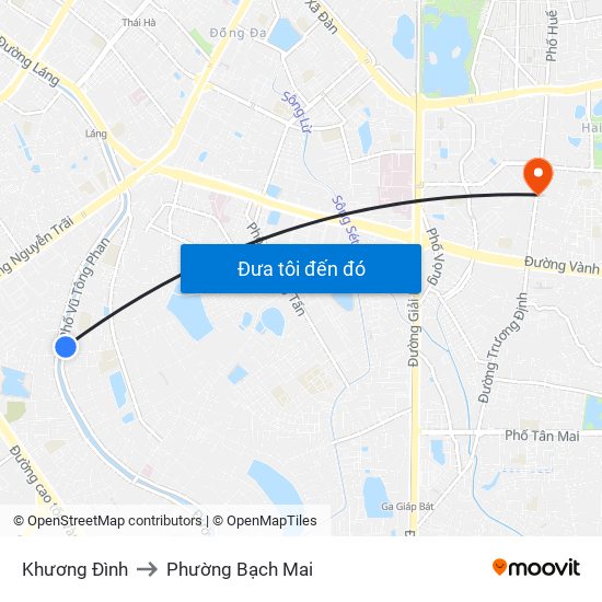 Khương Đình to Phường Bạch Mai map