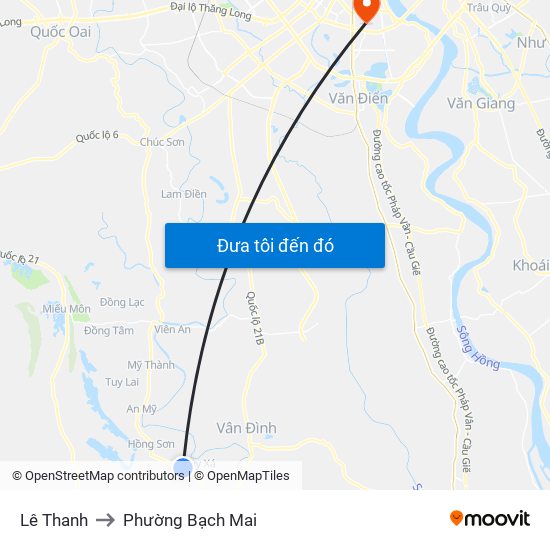 Lê Thanh to Phường Bạch Mai map