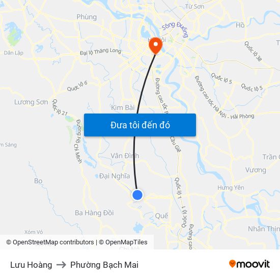 Lưu Hoàng to Phường Bạch Mai map
