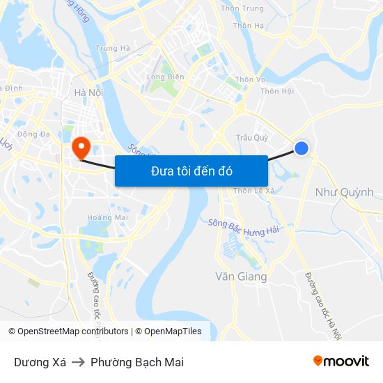 Dương Xá to Phường Bạch Mai map