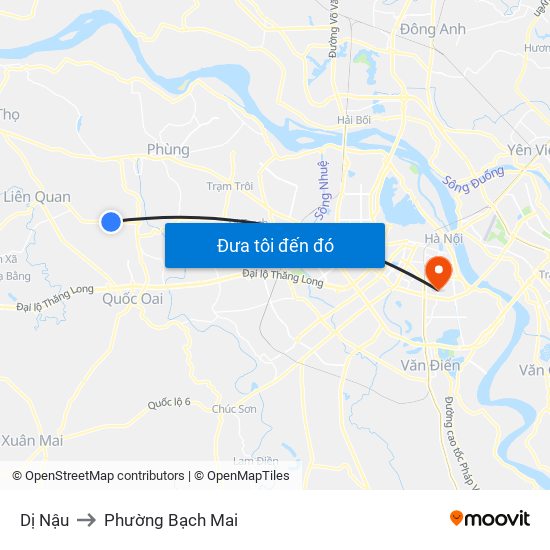 Dị Nậu to Phường Bạch Mai map