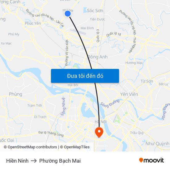 Hiền Ninh to Phường Bạch Mai map