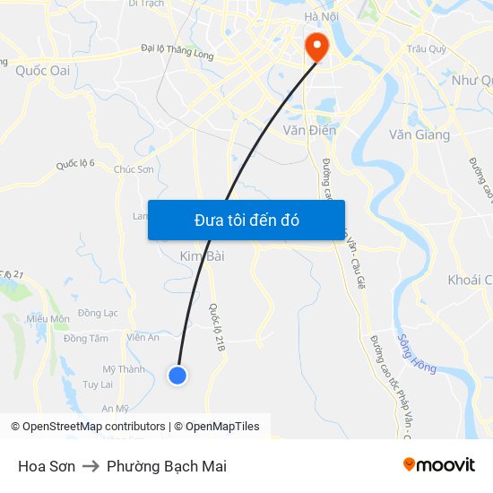 Hoa Sơn to Phường Bạch Mai map