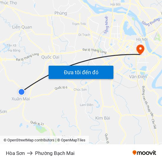 Hòa Sơn to Phường Bạch Mai map