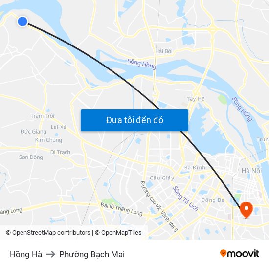 Hồng Hà to Phường Bạch Mai map