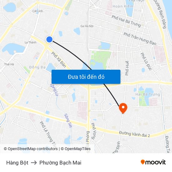 Hàng Bột to Phường Bạch Mai map