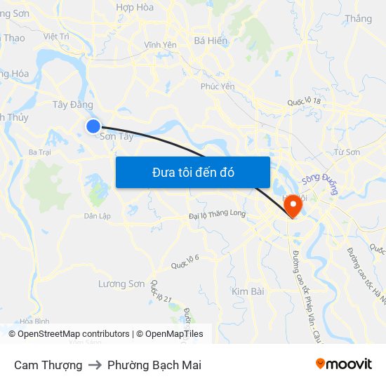 Cam Thượng to Phường Bạch Mai map