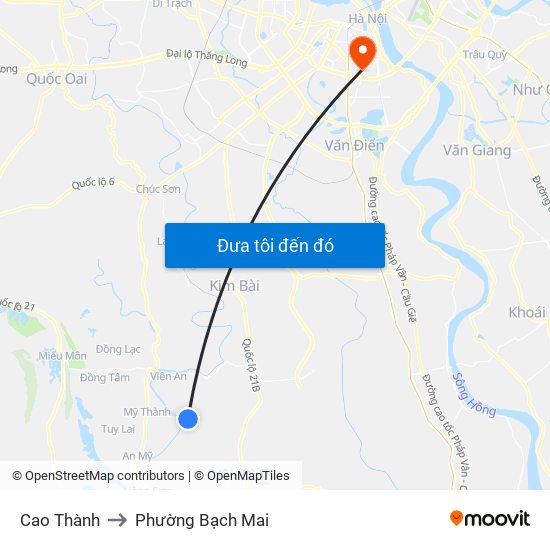 Cao Thành to Phường Bạch Mai map