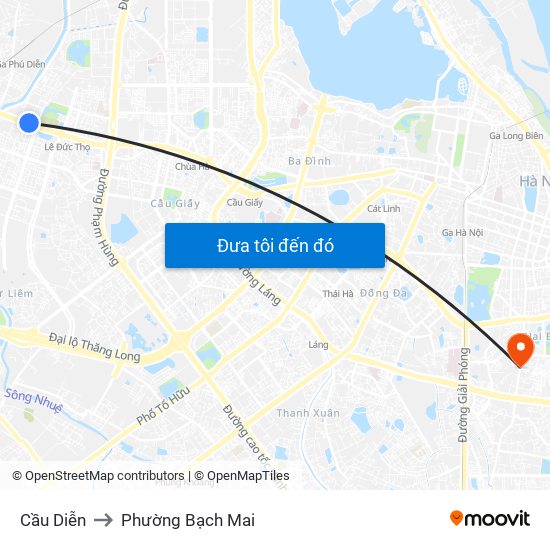 Cầu Diễn to Phường Bạch Mai map