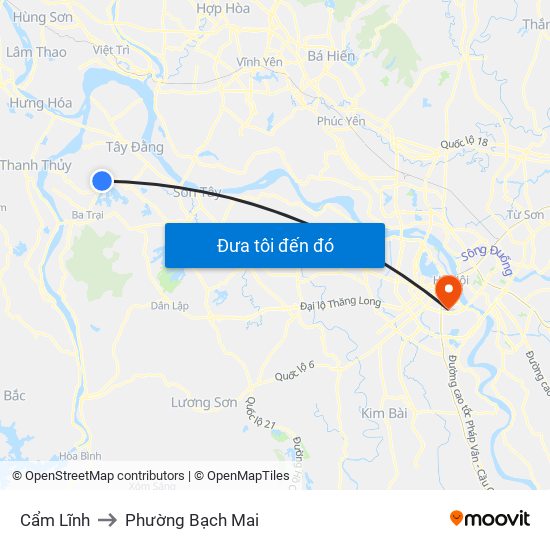 Cẩm Lĩnh to Phường Bạch Mai map