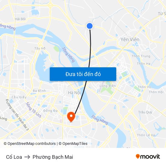 Cổ Loa to Phường Bạch Mai map