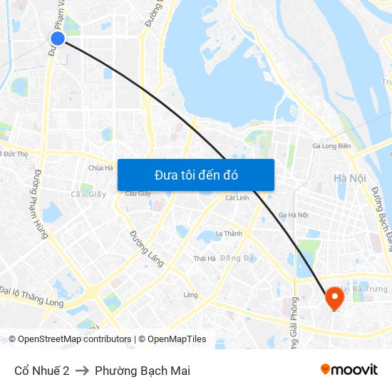 Cổ Nhuế 2 to Phường Bạch Mai map