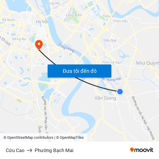 Cửu Cao to Phường Bạch Mai map