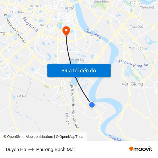 Duyên Hà to Phường Bạch Mai map