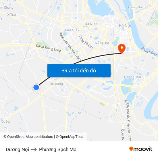 Dương Nội to Phường Bạch Mai map