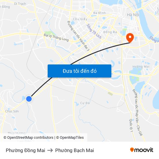 Phường Đồng Mai to Phường Bạch Mai map