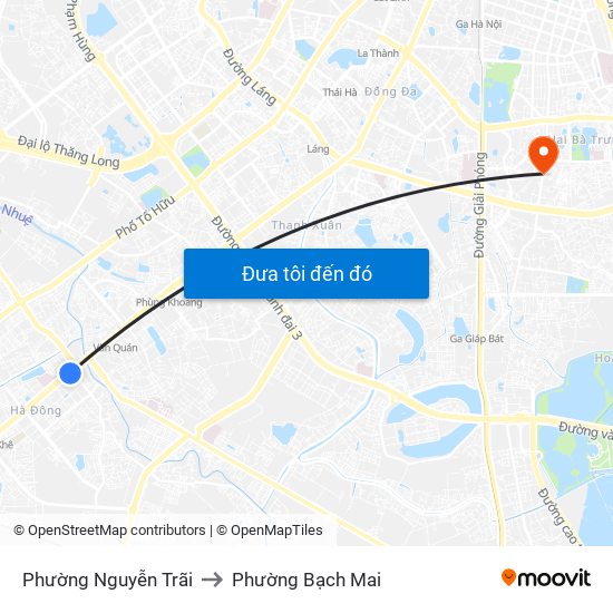 Phường Nguyễn Trãi to Phường Bạch Mai map