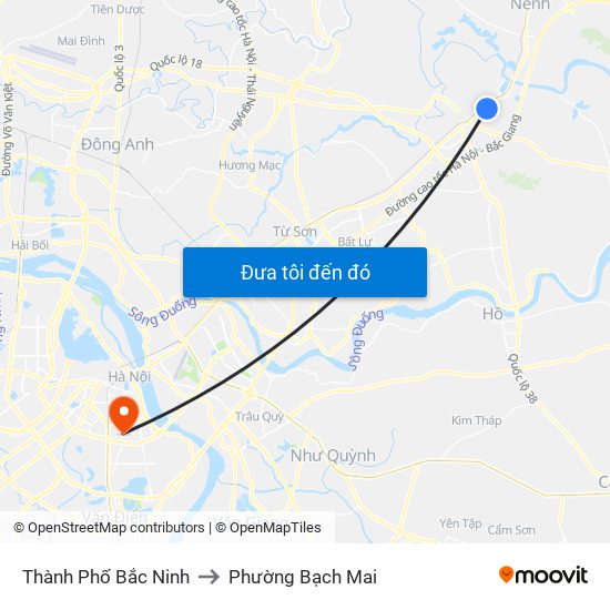 Thành Phố Bắc Ninh to Phường Bạch Mai map